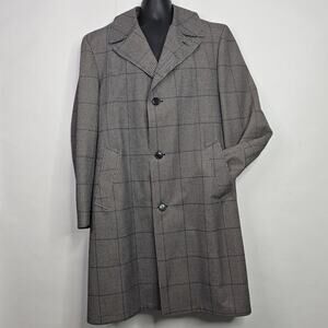 Vintage Sears Black/Gray Houndstooth Travelknit Overcoat